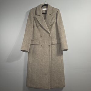 Women's Double-Breasted Tan Coat